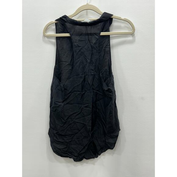 Alexander Wang Womens Ruffle Front Blouse Racerback Sleeveless Black Size 0 - Picture 4 of 8